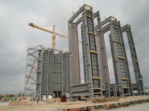 The units in upright position at the jobsite in Texas. 